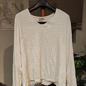 Appleseed's Women's Ivory Textured Blouse